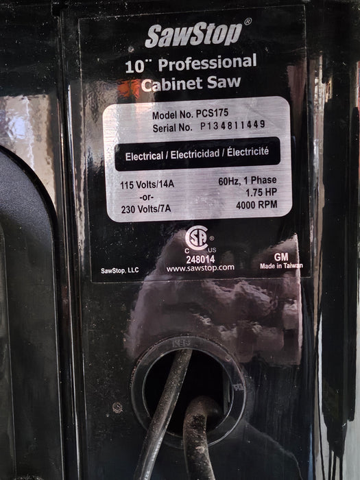 Sawstop PCS175 Table Saw