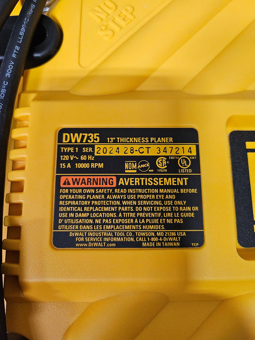 DeWalt 13in planer