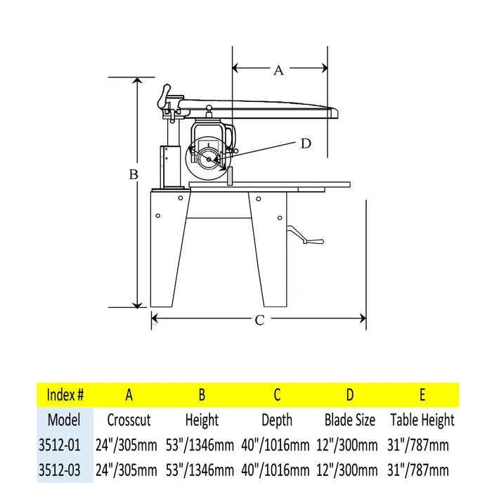 12″ Contractor Duty Radial Arm Saw